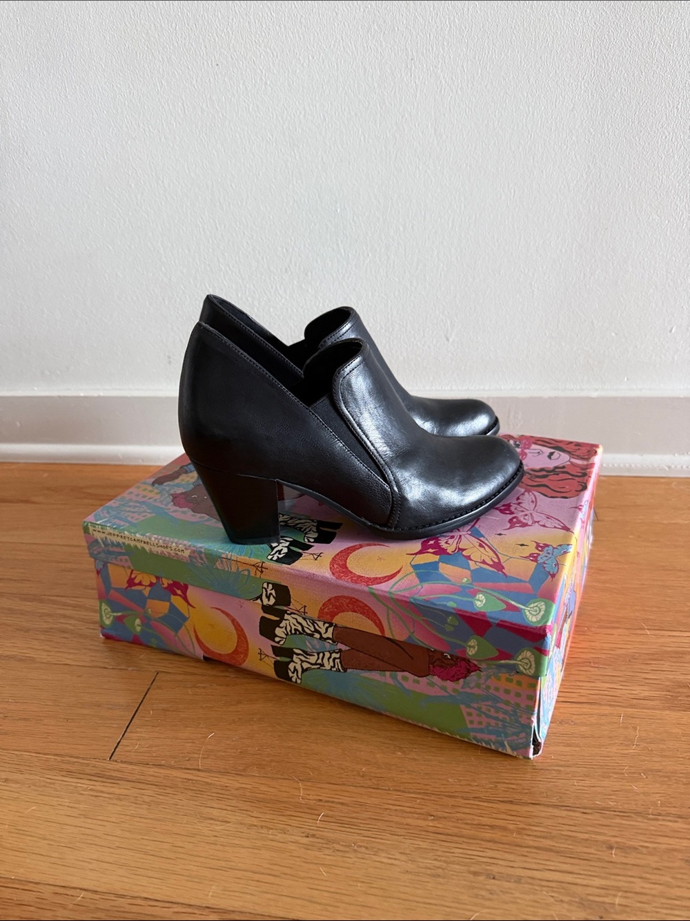 Jeffrey Campbell Black Leather Heel Booties